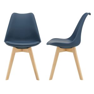 Juego de 2 sillas de comedor fläten  82x49x54cm polipiel - azul [en.casa]