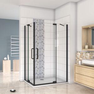 Mampara de ducha rectangular abatible+barra estabilizadora,1200x900x1950mm