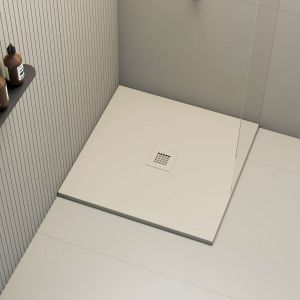 Plato de ducha poaLGi - 100x100 cm - perla - extraplano, antideslizante