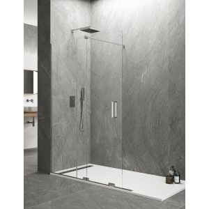 Mampara de ducha walk-in keres 1+1, sin perfil 150cm perpendicular