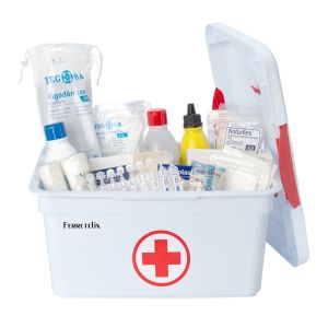 FERRETELIX® Botiquin caja primeros auxilios c/tapa 8 lt medidas: 35x23x19cm