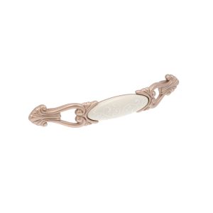 Tirador muebles en zamac y porcel 87 dist entre eje 128mm oro rosa lote  6