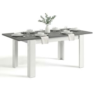 Mesa de comedor extensible 140-190x90 cm sira blanco artik - gris grafito