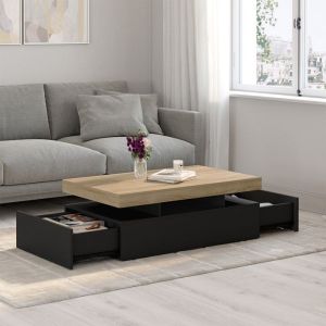 Mesa de centro contemporánea elsa - madera negra - 100 cm