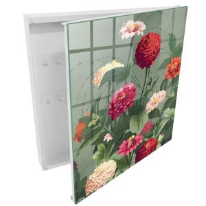 Armario para llaves 30x30x5 jardín en flor, apertura derecha blanca