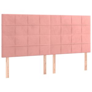 vidaXL cabecero con luces LED terciopelo rosa 200x5x118/128 cm