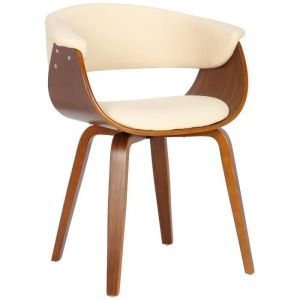 Silla de comedor tapizada crema - 1 unidad - 75 cm