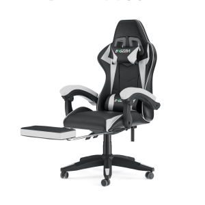 Silla gamer a con reposapiés, silla ergonómica- negra/blanca