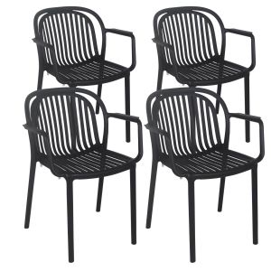 Oviala - juego de 4 sillones de plástico negro