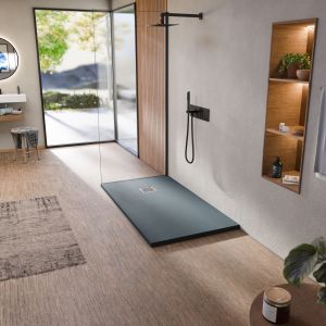Plato de ducha de resina antideslizante grafito 70 x 140 cm bellobath