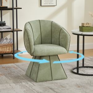Sillón giratorio chenilla oliva con respaldo alto