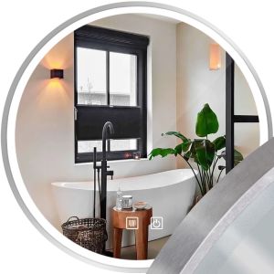Rea espejo LED 90cm mmj brush silver, 4x90x90 cm