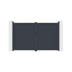 Puerta batiente calancia 3m alt.180cm aluminio gris + motor