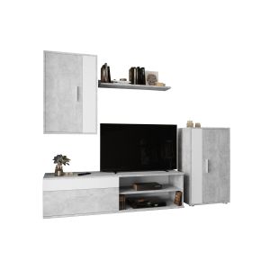 Conjunto muebles de salon eco, blanco y cemento 190x165 cm