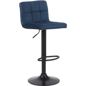 Taburete de bar - terciopelo azul - altura ajustable 85-106 cm