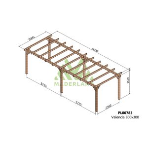 Pérgola de madera laminada - valencia 800x300cm (maderland)
