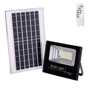 Proyector LED solar 65w 6500k panel: bateria 6v/8w: control remoto 3,2v/50