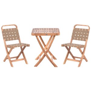 Conjunto de balcón plegable calciano madera de acacia certificada marrón