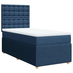 vidaXL cama box spring con colchón tela azul 100x200 cm