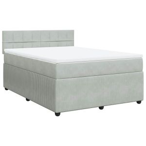 vidaXL cama box spring con colchón terciopelo gris claro 140x200 cm
