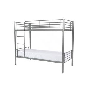 Litera metalica doble cama 90cm yh gris +1 colchon basico de 18 cm (90x190