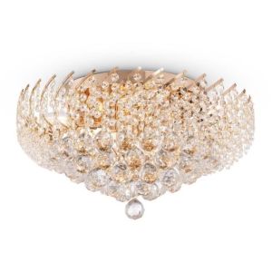 Plafón semiencastrado - karolina - oro y cristal - 9 luces - e14 - 51 cm
