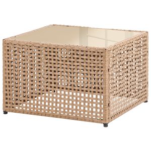Mesa de centro de jardín omegana 66 cm 66 cm ratán sintético beige