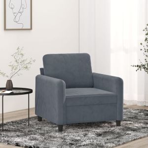 Sillón de terciopelo gris oscuro 60 cm qweo2777
