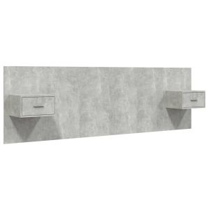 vidaXL cabecero de cama y mesitas madera contrachapada gris hormigón