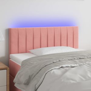 Cabecero con LED de terciopelo rosa 80x5x78/88 cm eso1532