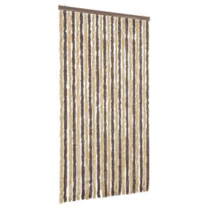 vidaXL cortina antimoscas chenilla marrón oscuro y beige 100x230 cm