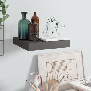 Estante flotante de pared mdf gris brillo 23x23,5x3,8 cm es1223
