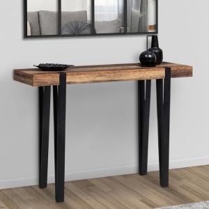 Consola industrial de madera oscura 100x30x75 cm