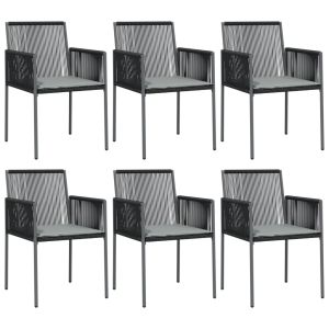 vidaXL sillas jardín con cojines 6 uds ratán pe negro 54x60,5x83,5cm
