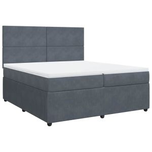 vidaXL cama box spring con colchón terciopelo gris oscuro 200x200 cm