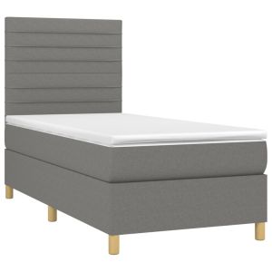 vidaXL cama box spring con colchón tela gris oscuro 90x190 cm