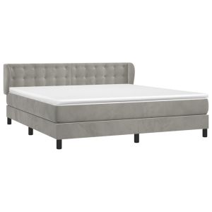 vidaXL cama box spring con colchón terciopelo gris claro 180x200 cm