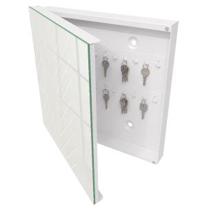 Caja de llaves 30x30x5 patrón brillante, apertura izquierda blanca
