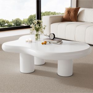 Mesa de centro irregular en forma de nube mdf blanco 32x97x67cm