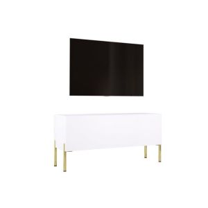 Mueble tv contemporáneo - blanco mate y brillante - 100 x 32 x 52 cm