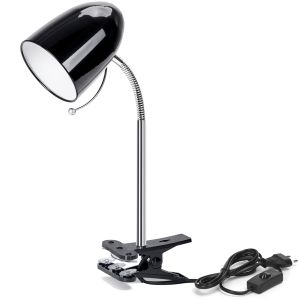 Aigostar lámpara escritorio con pinza retro, E27, cable 153cm, negro