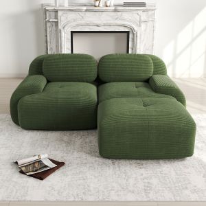 Sofá,82 puLGadas,pana,esquinera ajustable,verde.