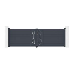 Puerta abatible 4m life al.120cm aluminio gris + 2 postes 20x20cm al.166cm