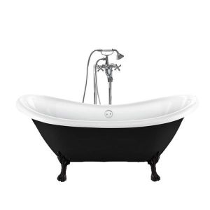 Bañera con patas darlington negra  175 cm patas león negras