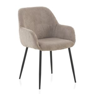 Set de 4 sillones tapizados en tela de pana lavanda negras, 57x61x83cm