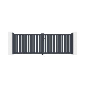 Puerta batiente regulable ancho 3,5m veymont h.120cm aluminio gris