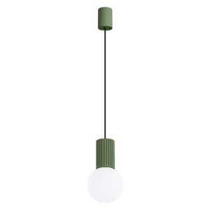Lámpara coLGante halo 1 verde oliva aluminio/vidrio 12x120x12cm