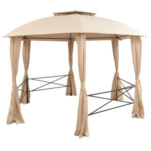 vidaXL carpa de jardín con cortinas hexagonal 360x265 cm