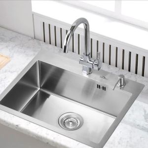 Auralum fregadero de cocina 1 seno 55x45x18,5cm fregadero bajo encimera de