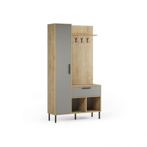 Mueble recibidor con armario y perchero 108 cm vesta roble verde gray
